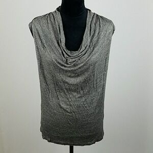 Zara W&B Collection women S gray sleeveless shirt faux leather trim grunge